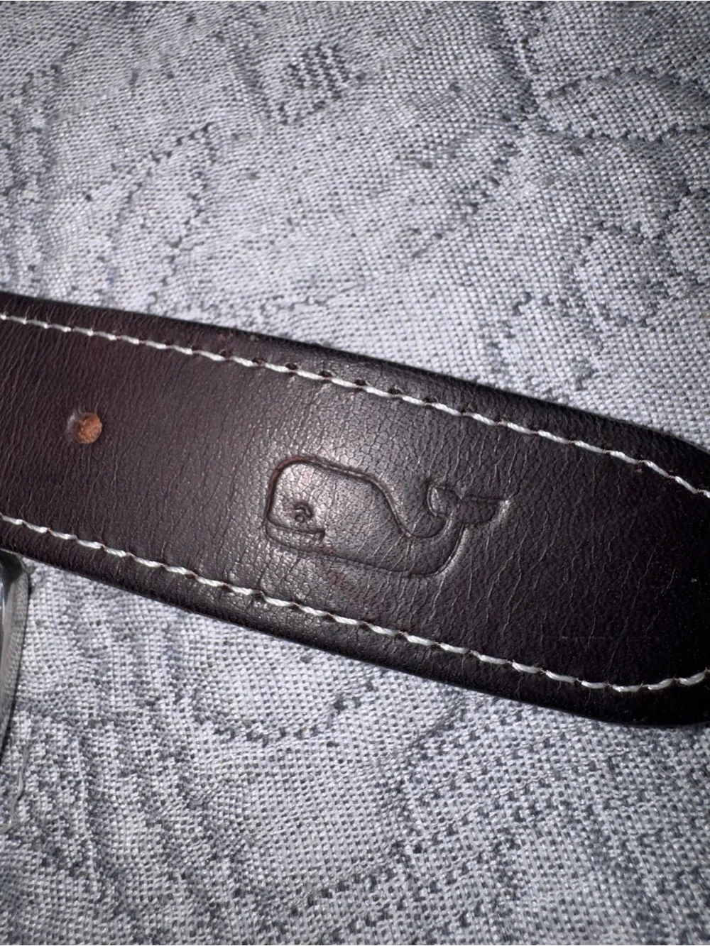 Vineyard Vines Great White Shark Fish Pattern  Belt Pink Blue 34 Leather Canvas
